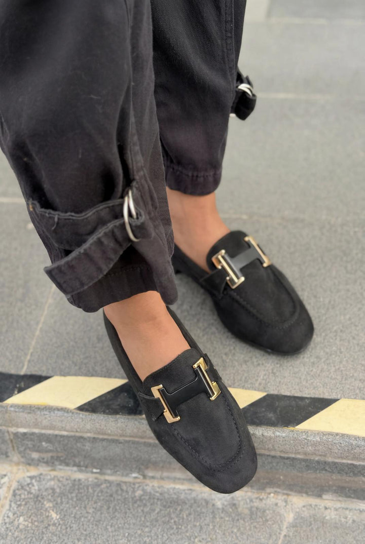 Elara Kadın Loafer Siyah Süet - ILOVESHOES