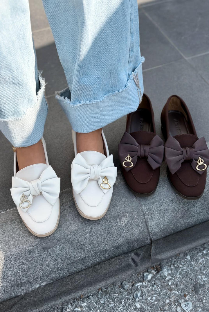 Norrada Kadın Loafer Acıkahve Saten - ILOVESHOES