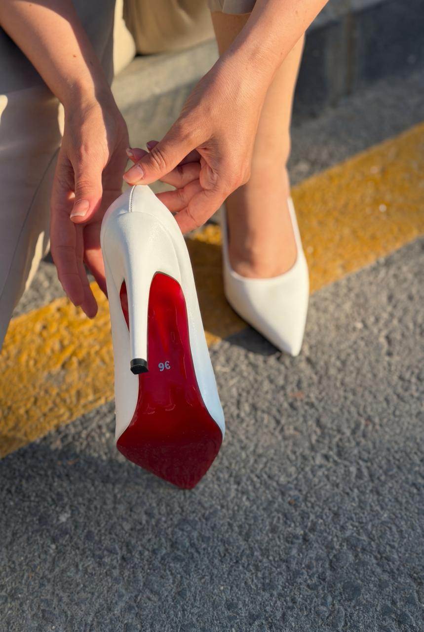Noxi Beyaz Mat Deri Kadın Stiletto - ILOVESHOES