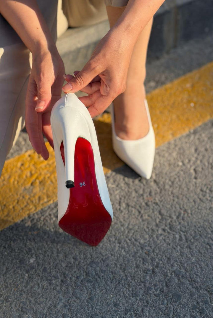 Noxi Beyaz Mat Deri Kadın Stiletto - ILOVESHOES