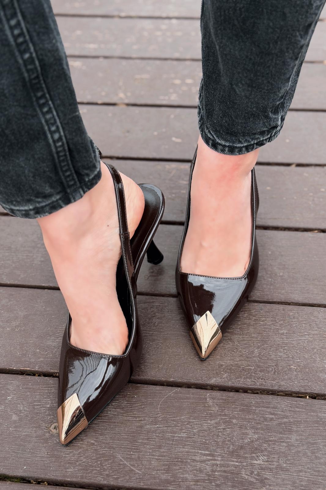 Caligo Stiletto Acıkahve Rugan - ILOVESHOES