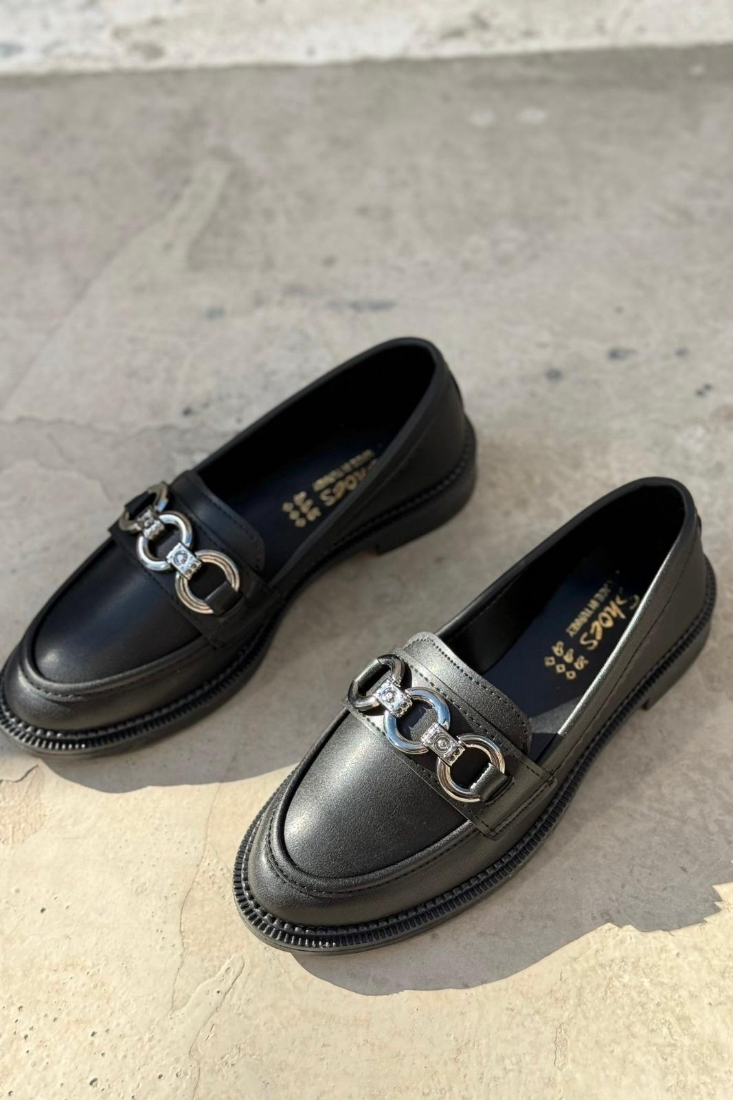 Ardel Mat Deri Siyah Kadın Loafer - ILOVESHOES