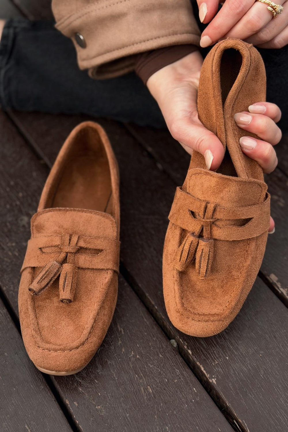 Olena Kadın Loafer Taba Süet - ILOVESHOES