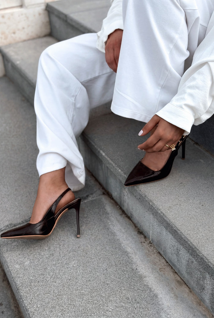 Lure Acı Kahve Kroko Mat Deri Kadın Stiletto