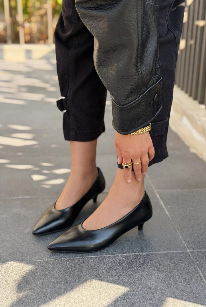 Seranis Stiletto Siyah Mat Deri - ILOVESHOES