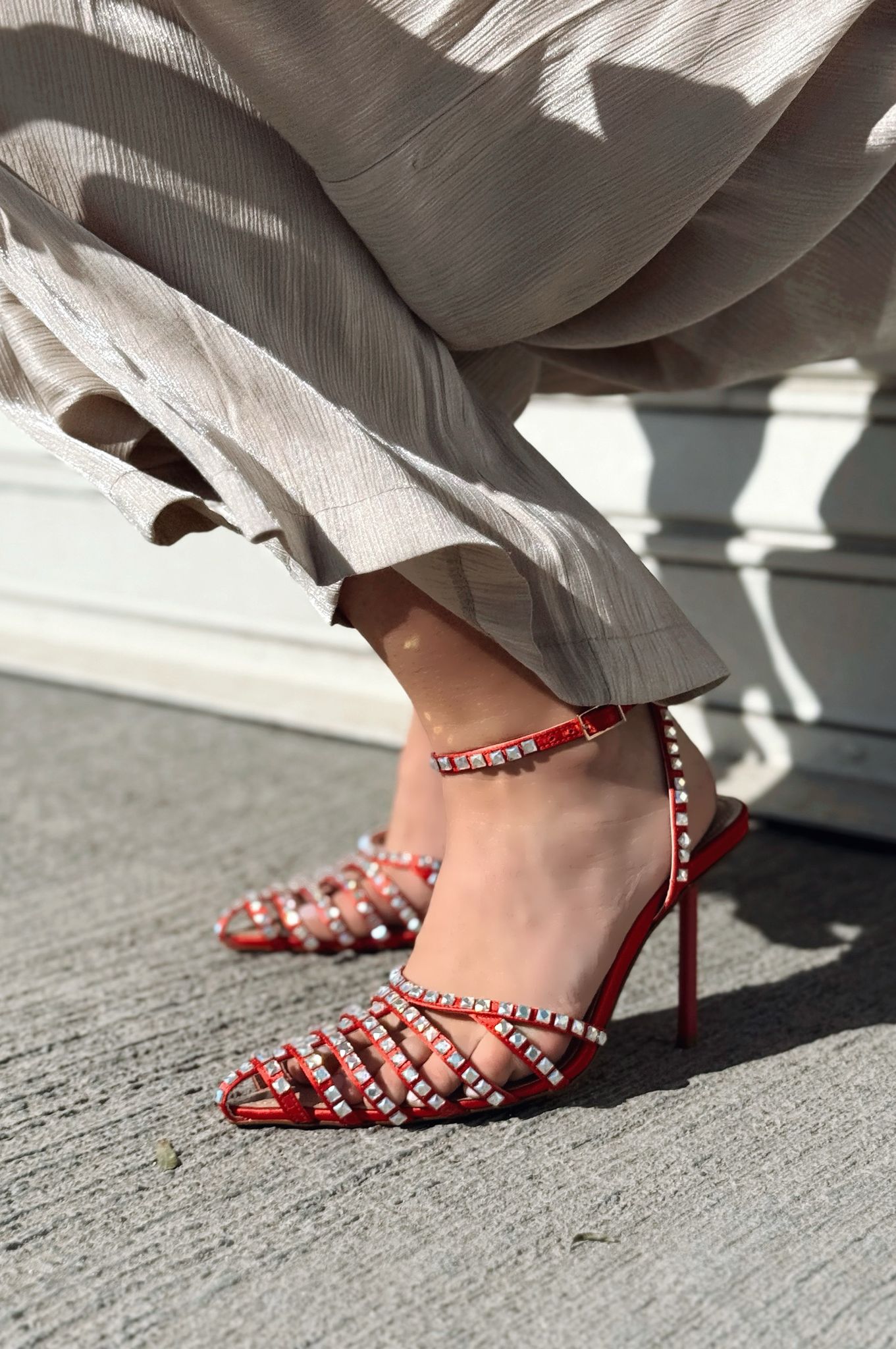 Penoria Mat Kırmızı Bant Detaylı Stiletto - ILOVESHOES