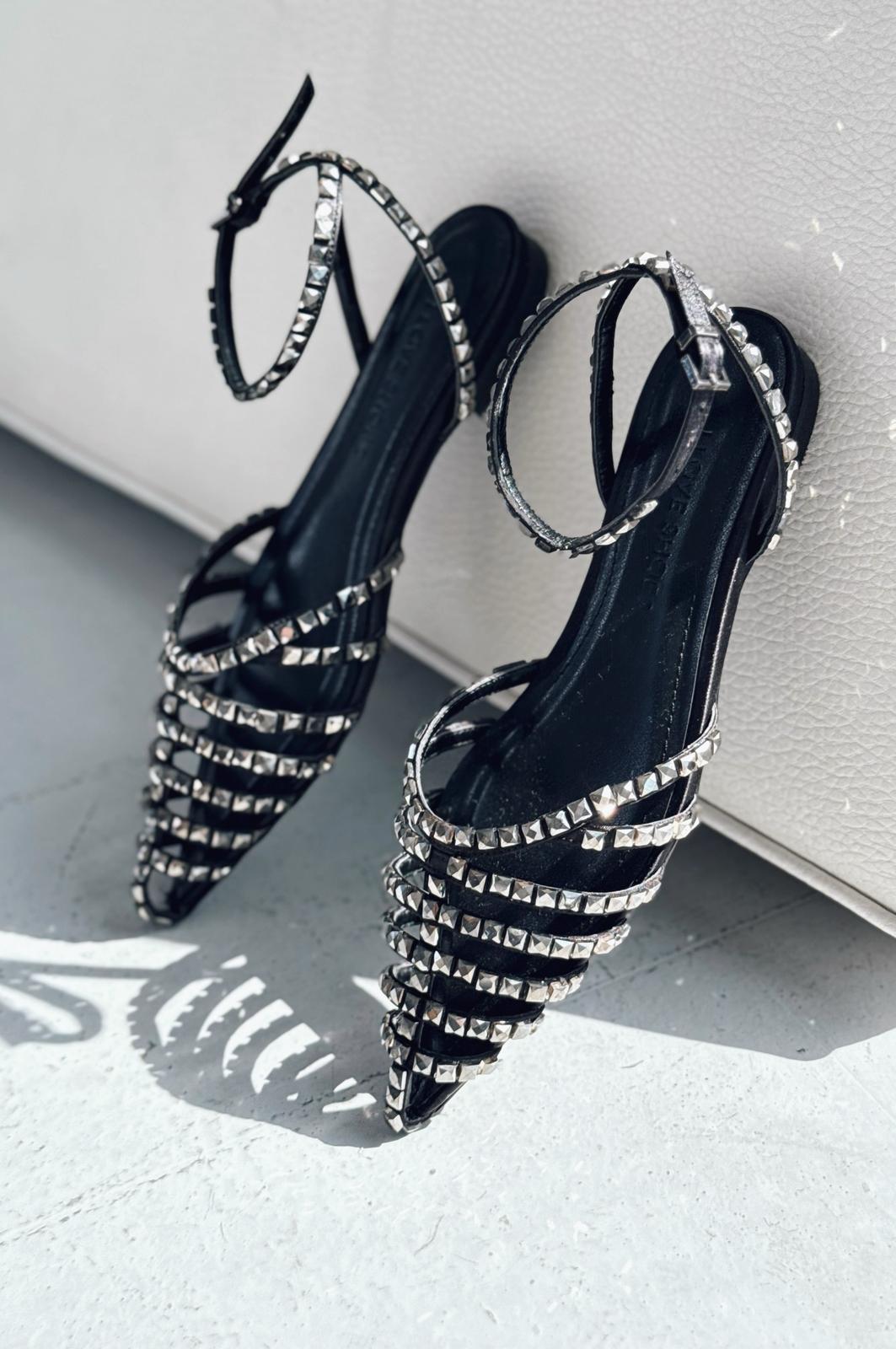 Xomira Siyah Bant Detaylı Kadın Babet - ILOVESHOES
