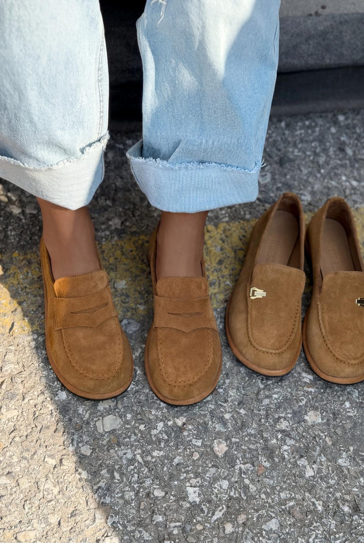 Marion Hakiki Süet Kadın Loafer Taba - ILOVESHOES
