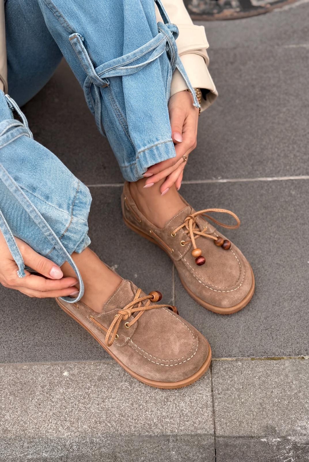 Armon Hakiki Süet Kadın Vizon - ILOVESHOES