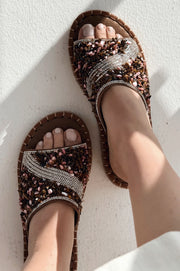 Kalwonsa Süet Bordo Taş Detaylı Kadın Terlik - ILOVESHOES