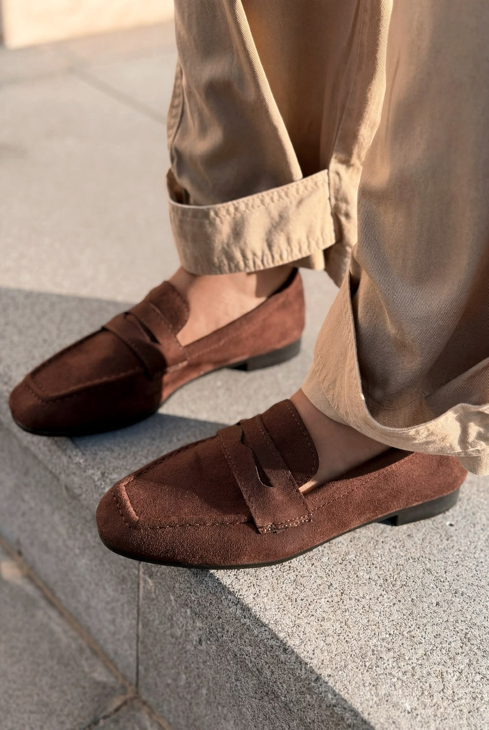 Orvino Kadın Loafer Acıkahve Süet - ILOVESHOES