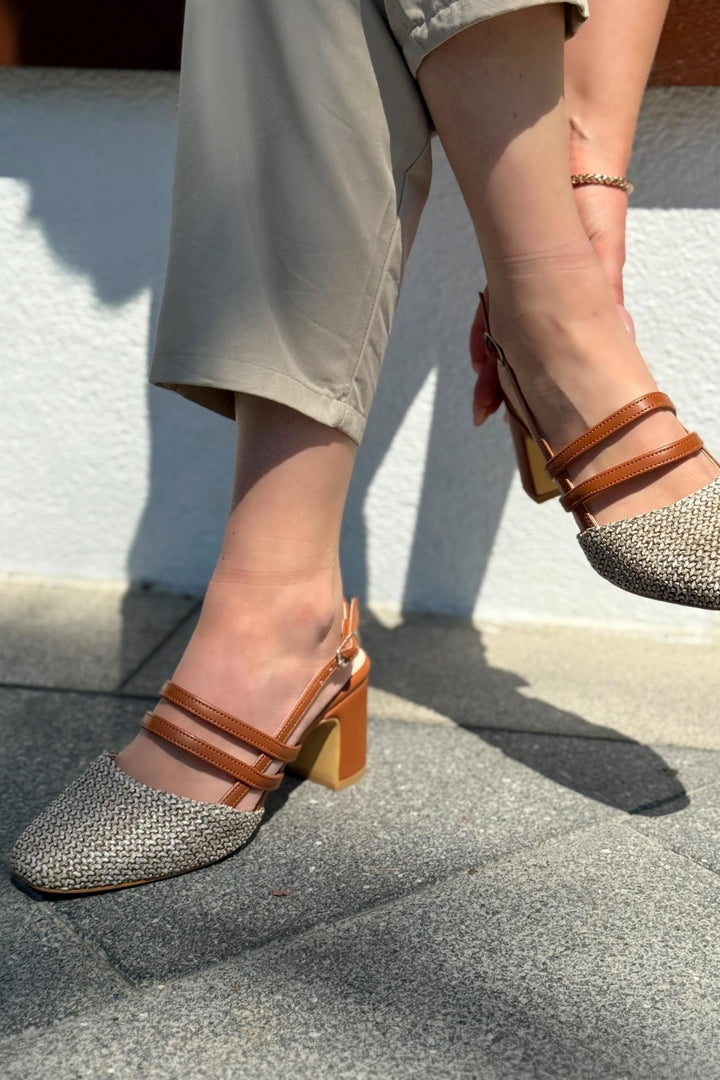 Marlo Mat Deri Taba Hasır Detaylı Mary Jane - ILOVESHOES