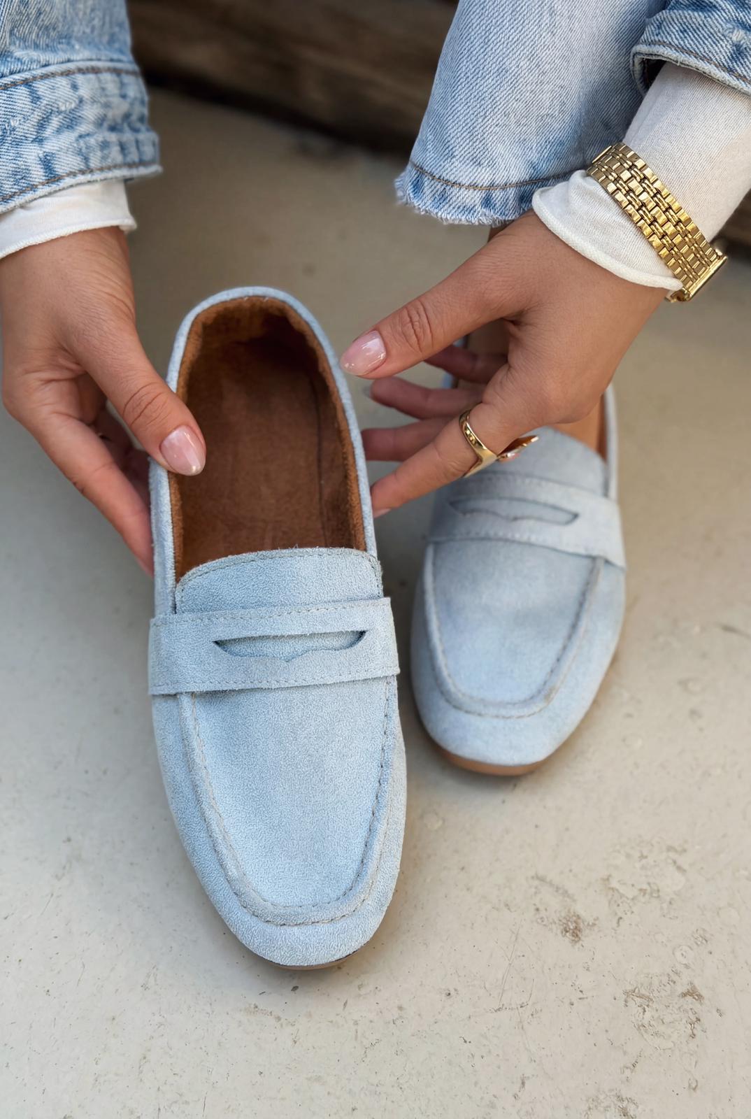 Orvino Bebek Mavisi Süet Günlük Kadın Babet - ILOVESHOES