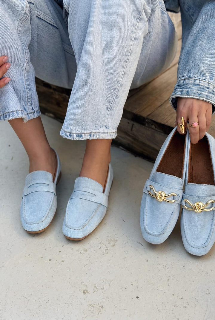 Orvino Bebek Mavisi Süet Günlük Kadın Babet - ILOVESHOES