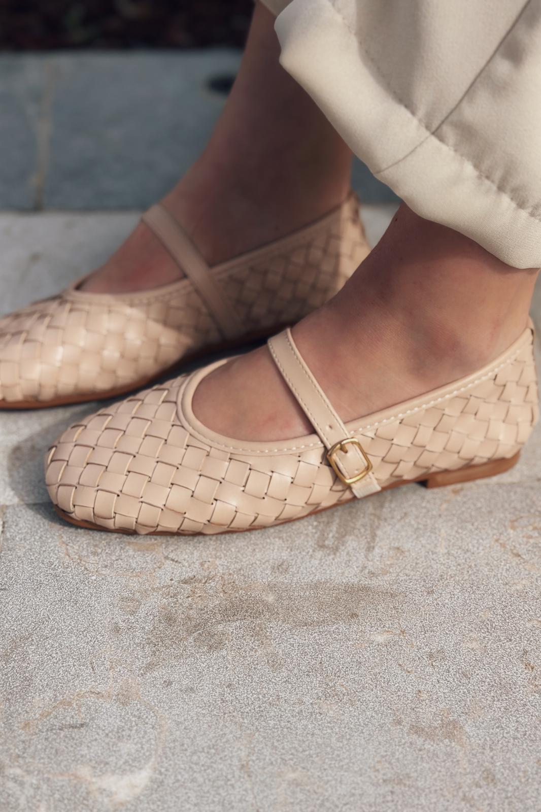 Roselle Kadın Babet Nude Mat Deri - ILOVESHOES