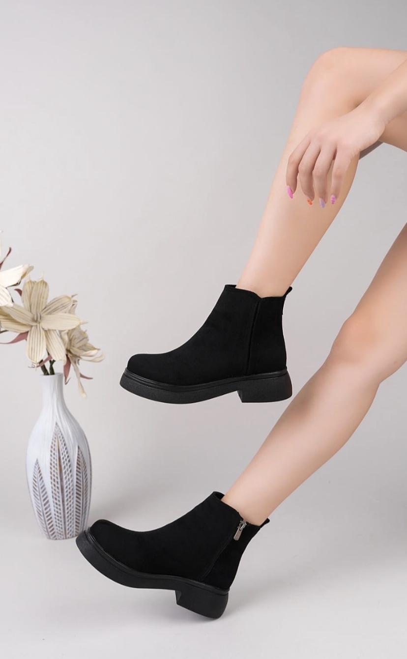 Sorvella Kadın Bot Siyah Mat Deri - ILOVESHOES