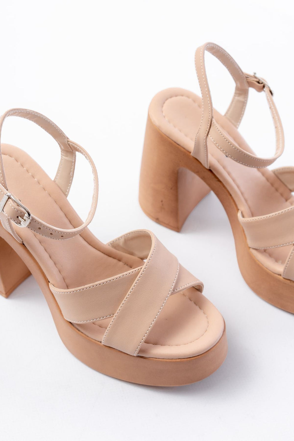 Venira Mat Deri Nude Platform Topuklu Ayakkabı - ILOVESHOES