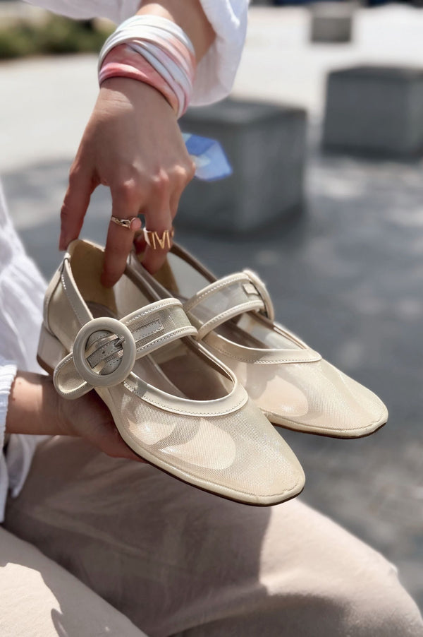 Cyreya File Bej Toka Detaylı Mary Jane - ILOVESHOES