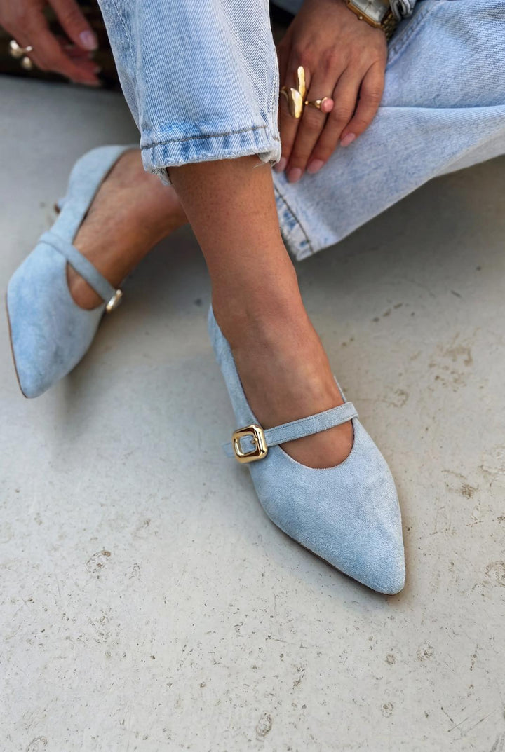 Karden Stiletto Bebek Mavisi Süet - ILOVESHOES
