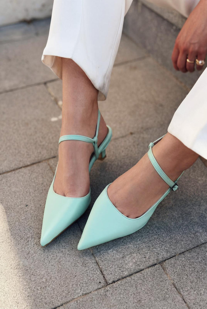 Torev Yeşil Mat Deri Kadın Stiletto - ILOVESHOES