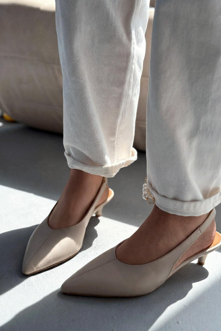 Selor Bej Mat Deri Kadın Stiletto - ILOVESHOES