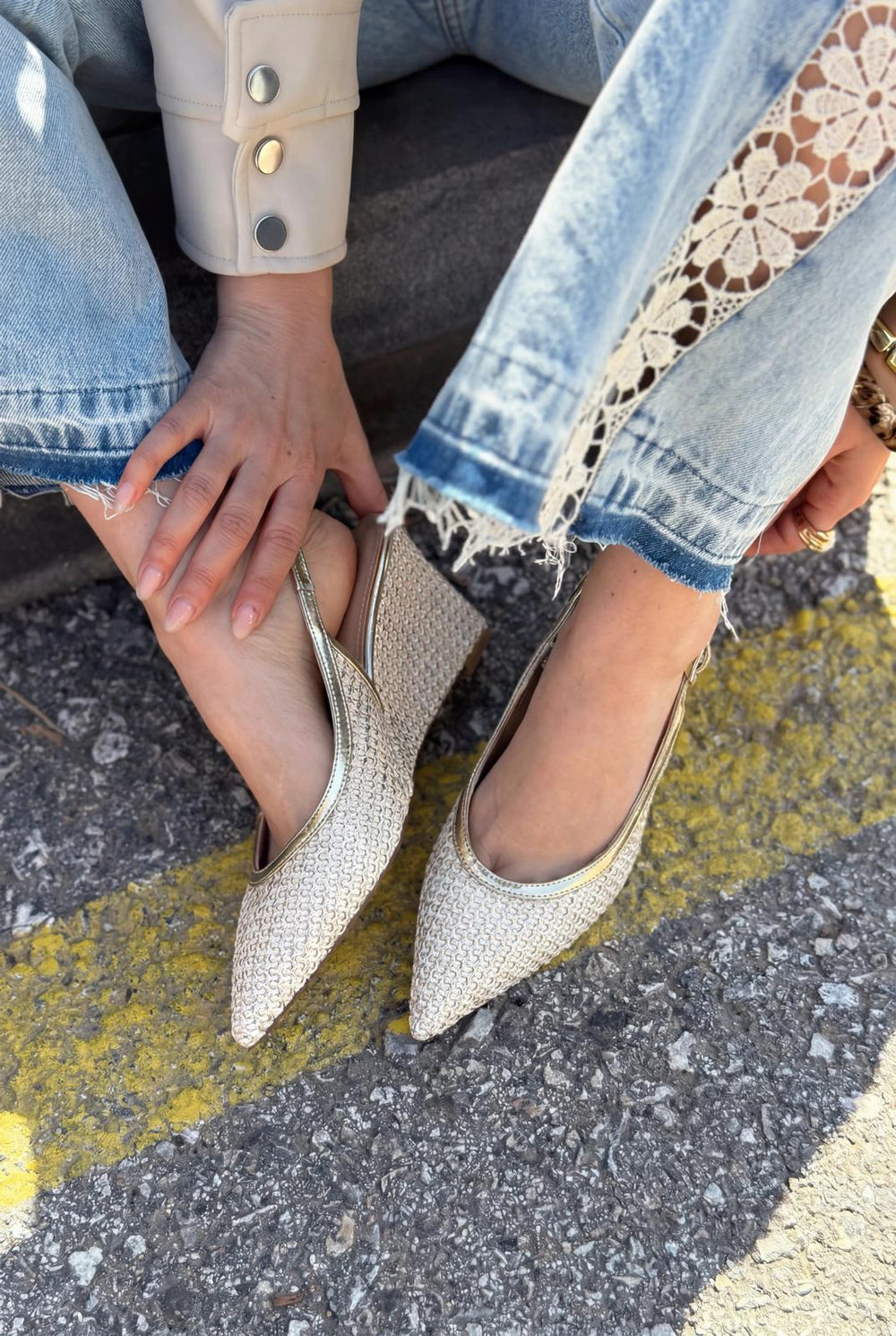 Solthera Gold Kadın Dolgu Topuklu Stiletto - ILOVESHOES