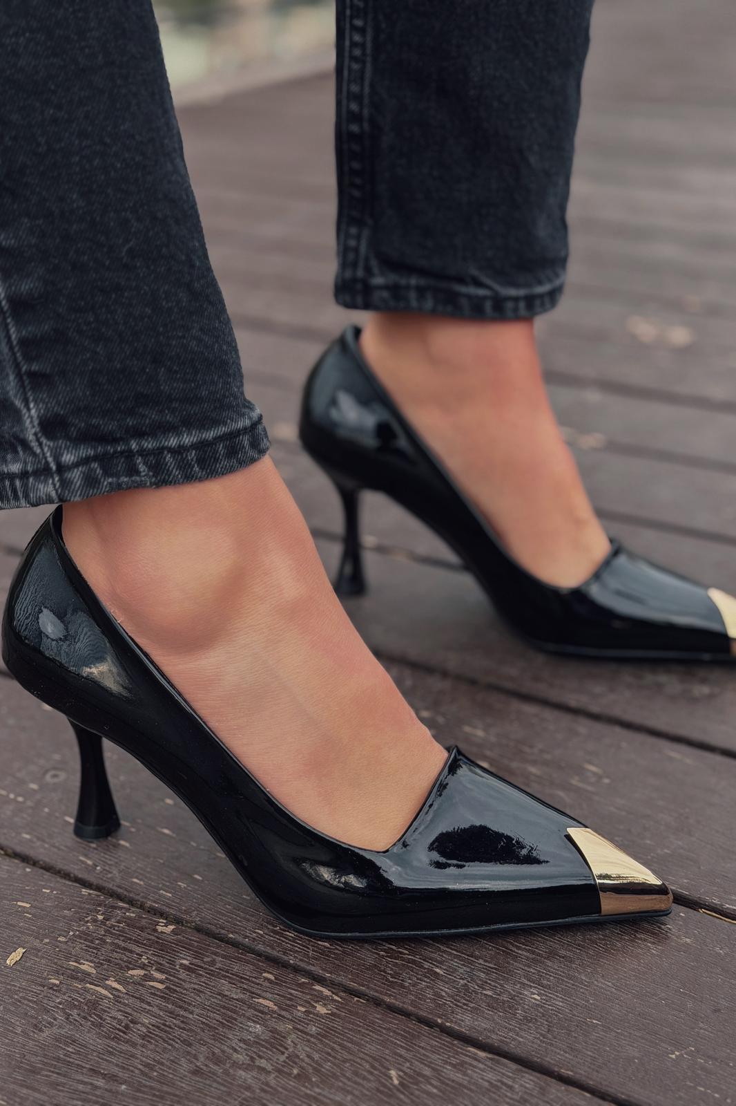 Noctra Stiletto Siyah Rugan - ILOVESHOES