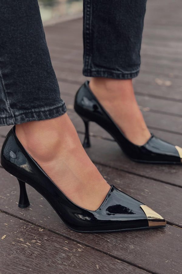 Noctra Stiletto Siyah Rugan - ILOVESHOES