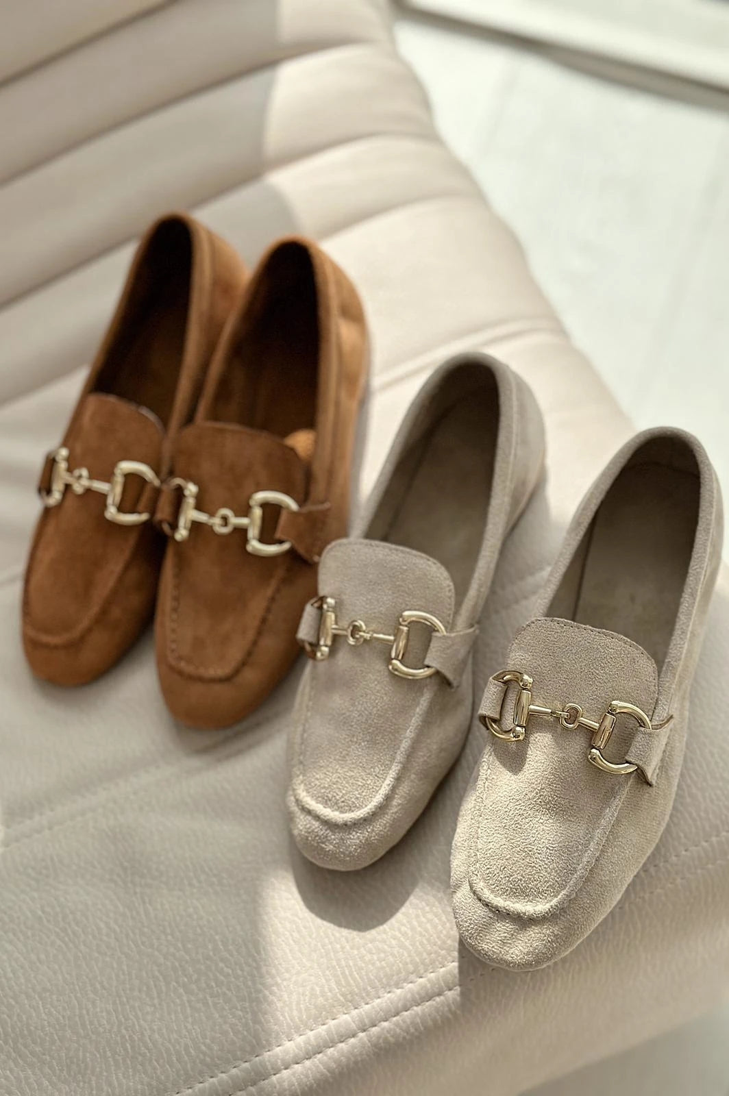 Lofin Süet Toka Detaylı  Kadın Loafer Taba