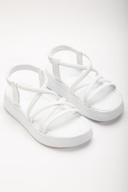 Herilva Mat Beyaz Çapraz Bantlı Kadın Sandalet - ILOVESHOES