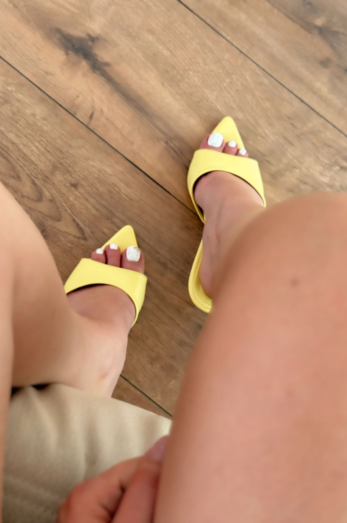 Yonspe Mat Deri İnce Topuklu Terlik Sarı - ILOVESHOES
