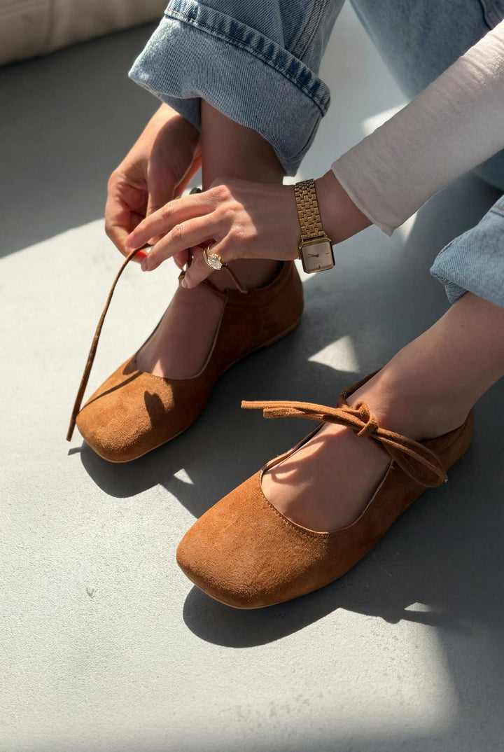Belith Taba Süet Kadın Babet - ILOVESHOES