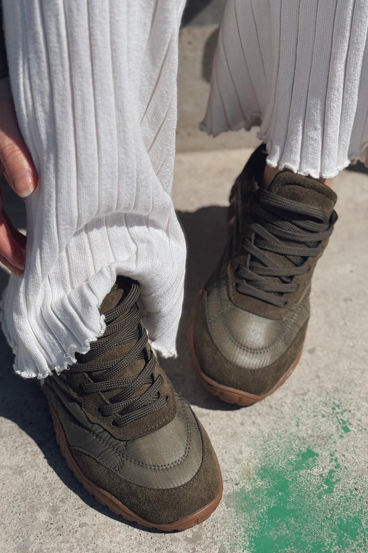 Romine Paraşüt Kumaş Haki Kadın Spor Ayakkabı - ILOVESHOES