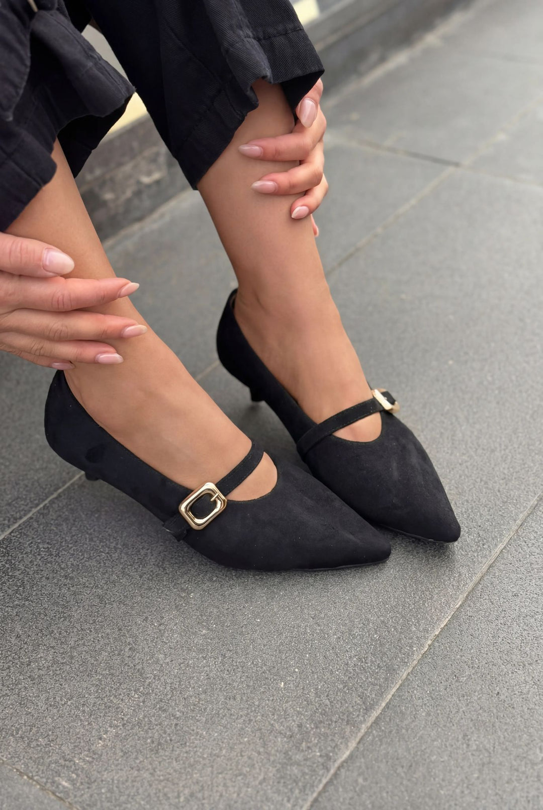 Karden Stiletto Siyah Süet - ILOVESHOES