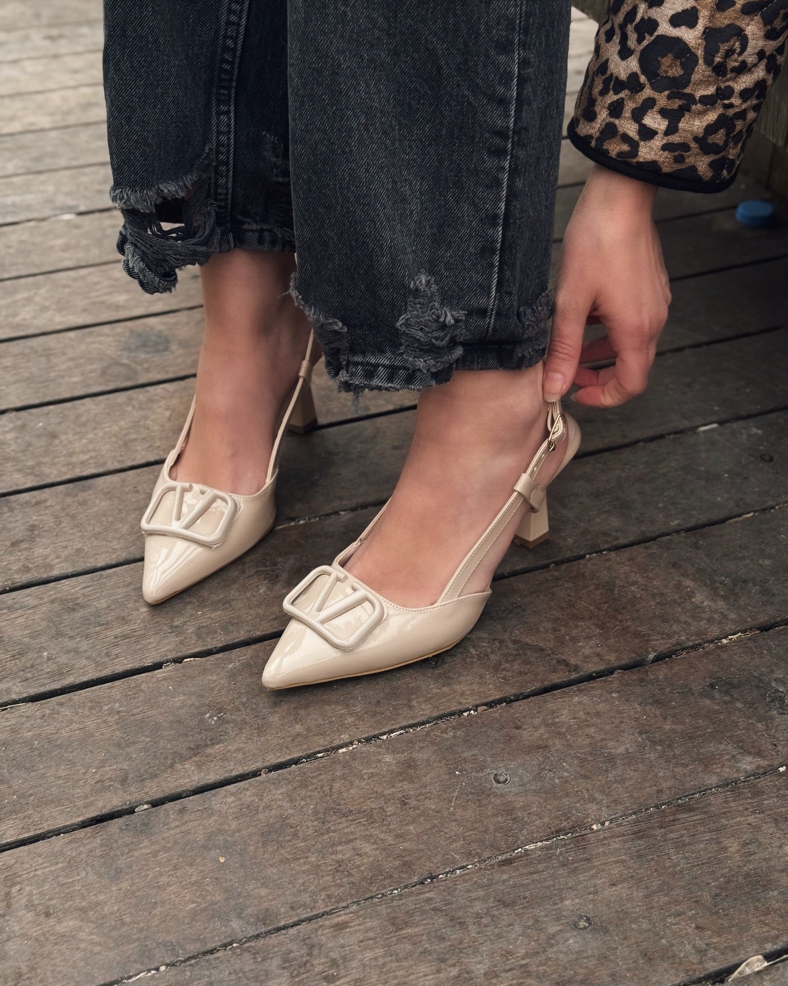 Lawixa Rugan Bej Toka Detaylı Stiletto