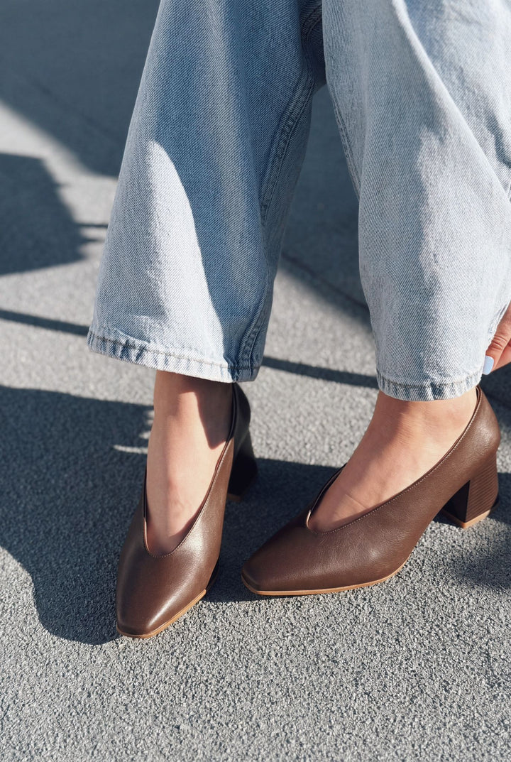 Torben Acı Kahve Mat Deri Kadın Topuklu Ayakkabı - ILOVESHOES