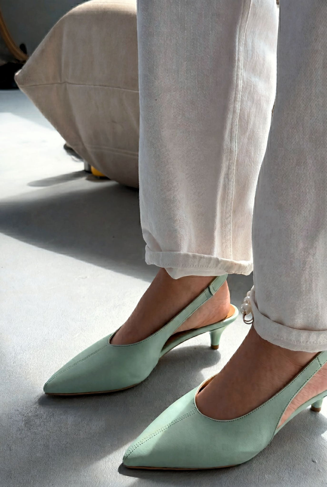 Selor Yeşil Mat Deri Kadın Stiletto - ILOVESHOES