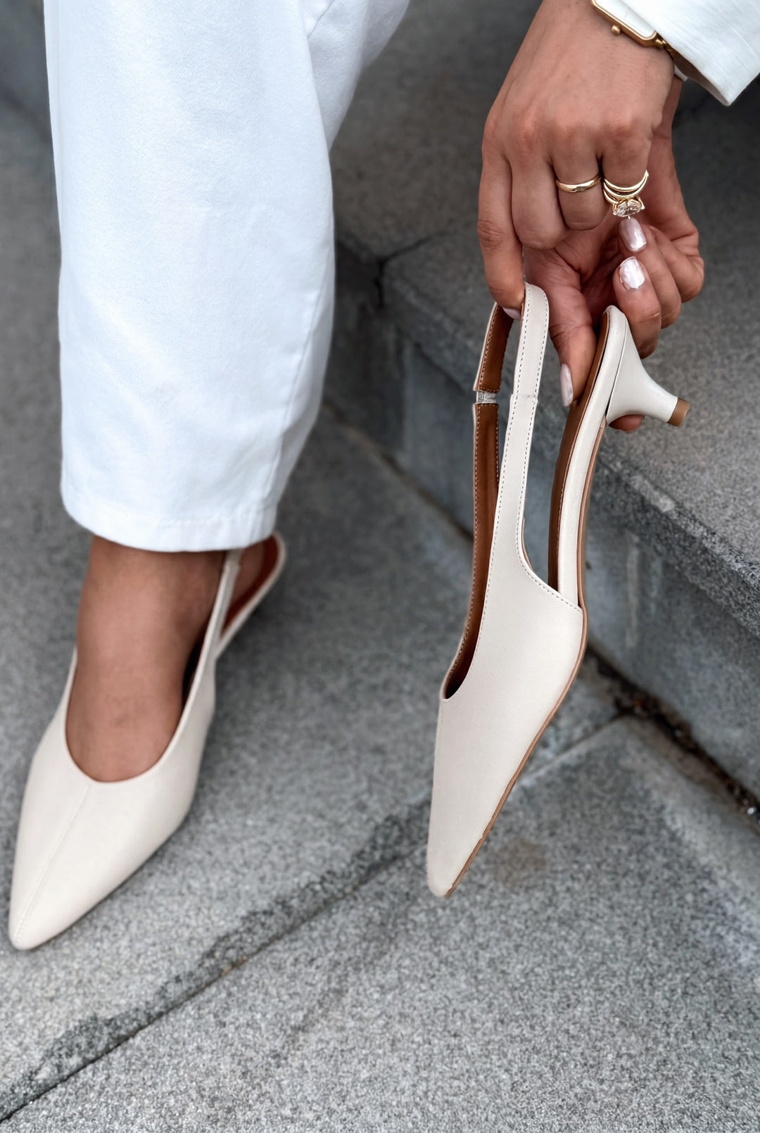 Selor Hakiki Deri Bej Mat Deri Kadın Stiletto - ILOVESHOES