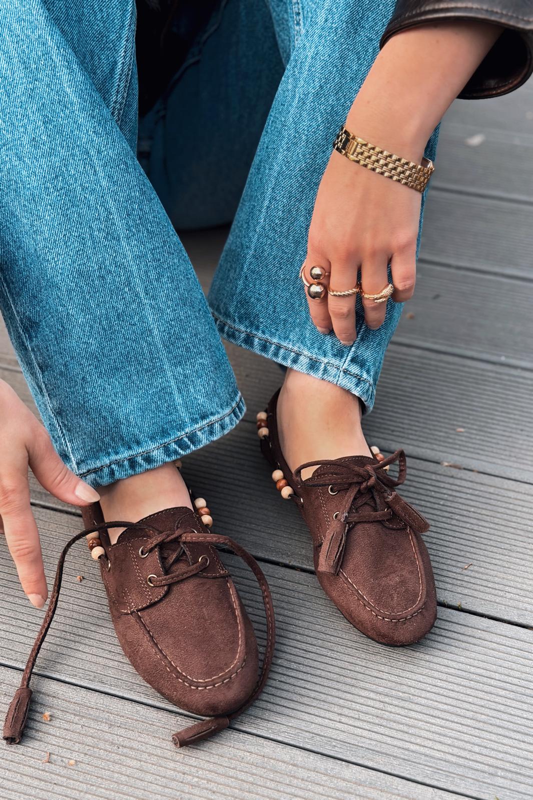 Brion Kadın Oxford Ayakkabı Acıkahve Süet - ILOVESHOES