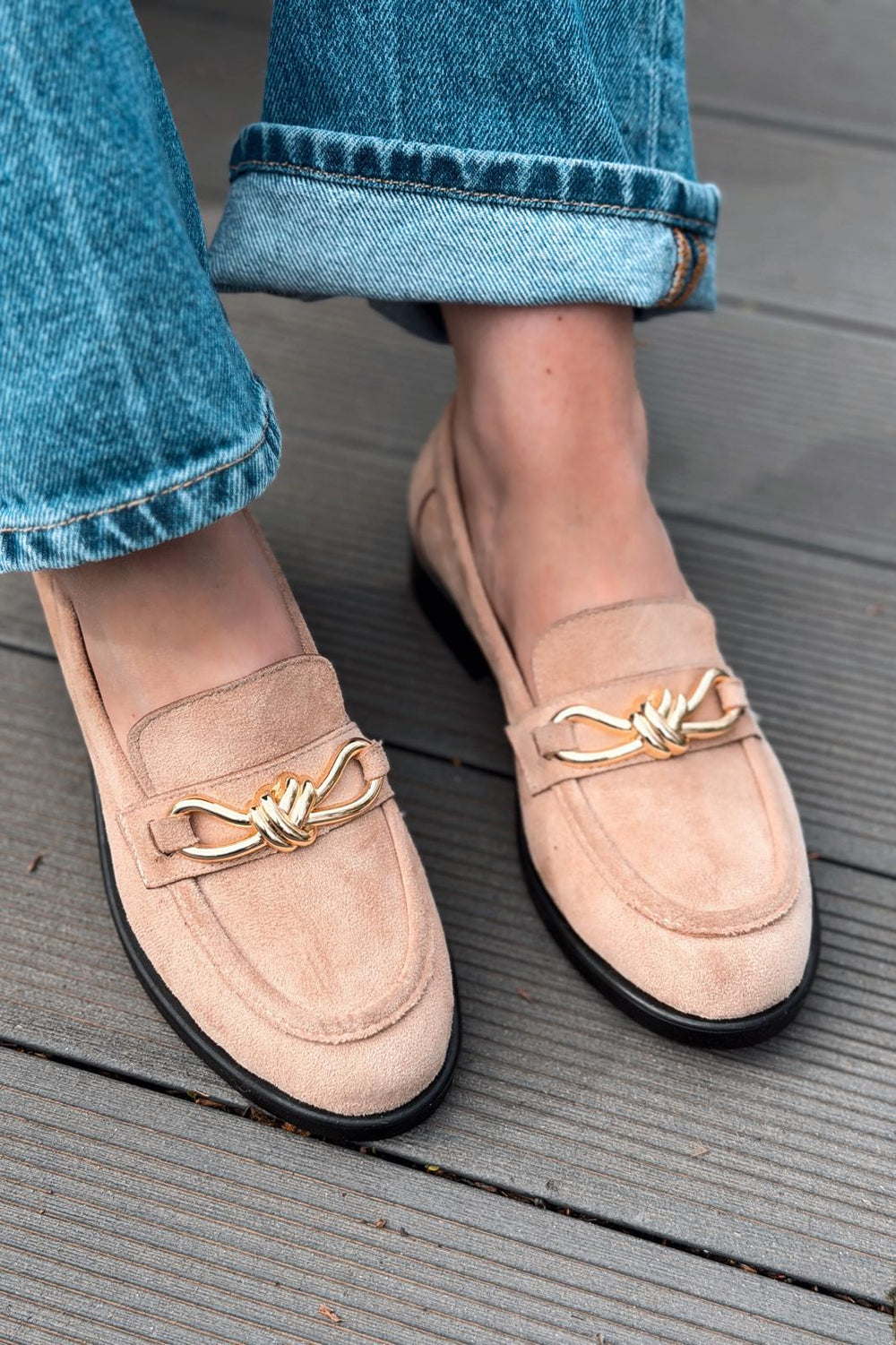 Norel Kadın Loafer Camel Süet Fiyonk Detaylı - ILOVESHOES