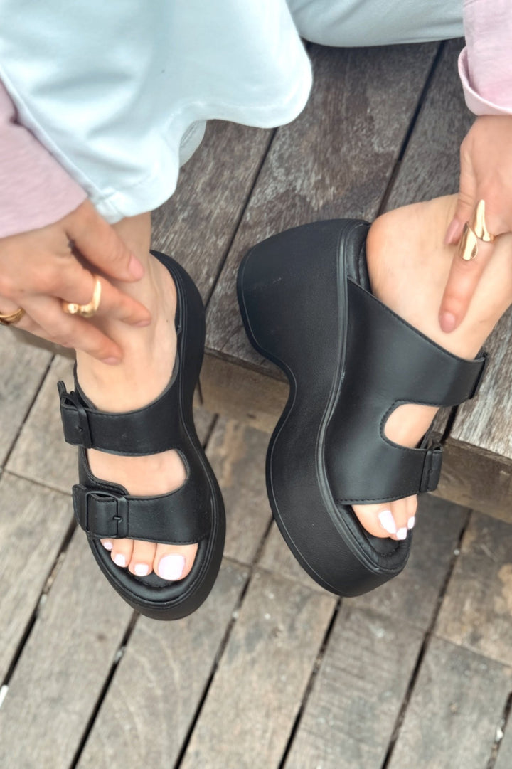 Bayexsa Mat Deri Kadın Topuklu Terlik Siyah - ILOVESHOES Türkiye