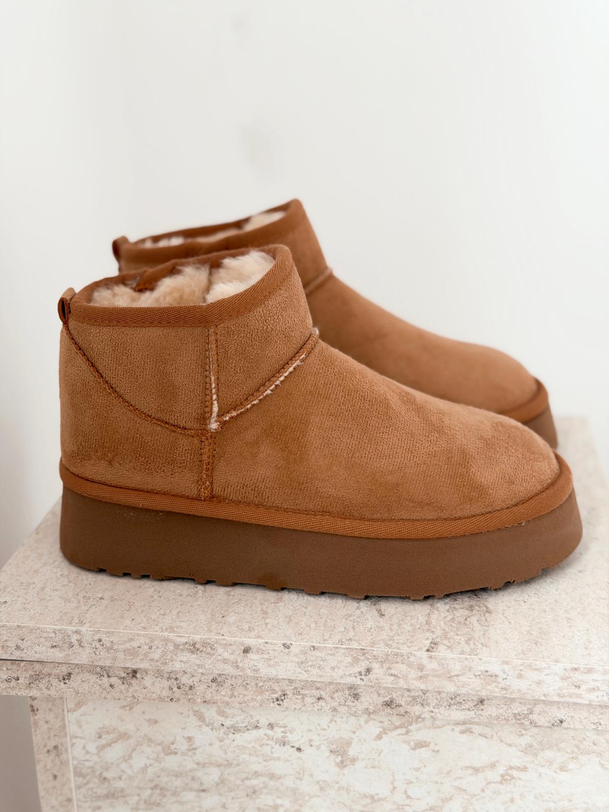 Leonar Kadın İçi Tüylü Bot Taba Süet - ILOVESHOES