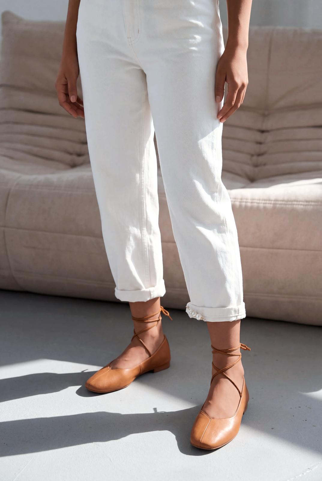 Morven Hakiki Deri Taba Kadın Babet - ILOVESHOES