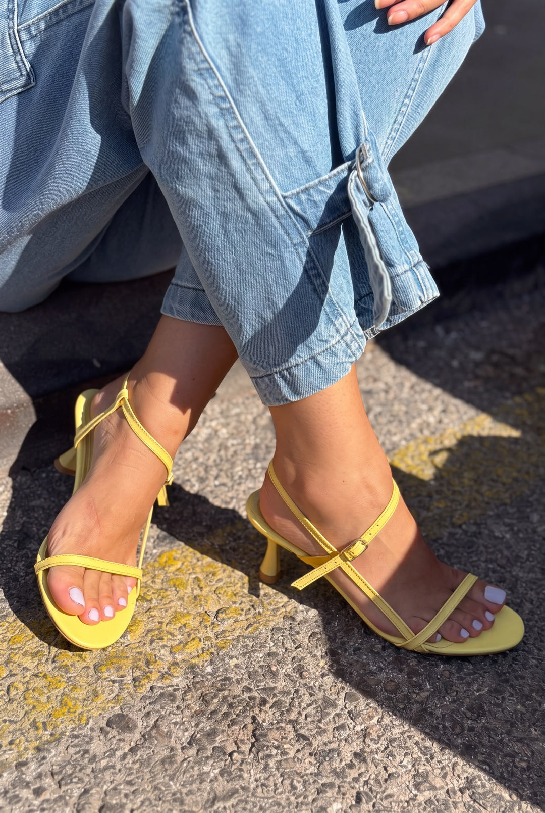 Danire Sarı Mat Deri Kadın Topuklu Sandalet - ILOVESHOES