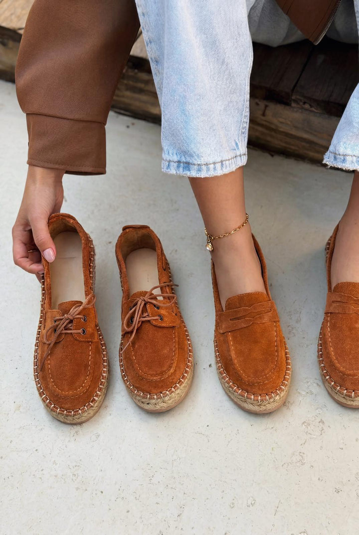 Celure Espadril Loafer Taba Hakiki Süet - ILOVESHOES