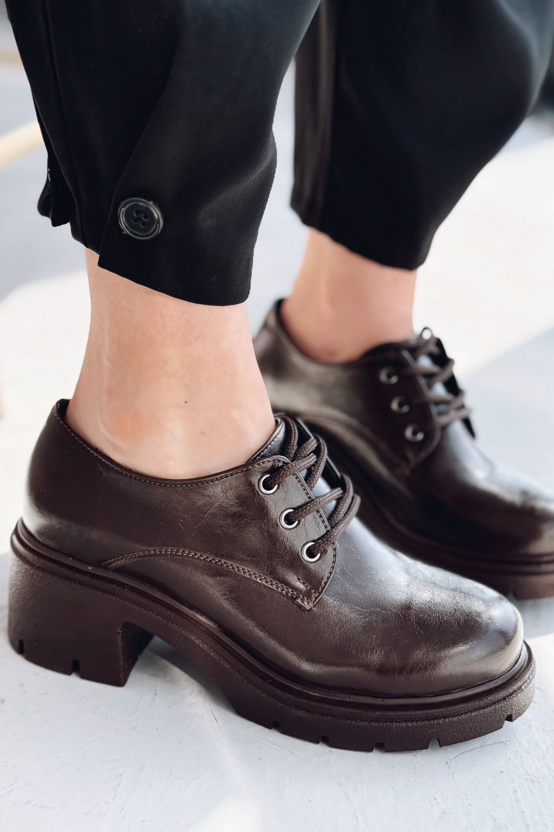 Dova Kadın Oxford Ayakkabı Acıkahve Rugan - ILOVESHOES