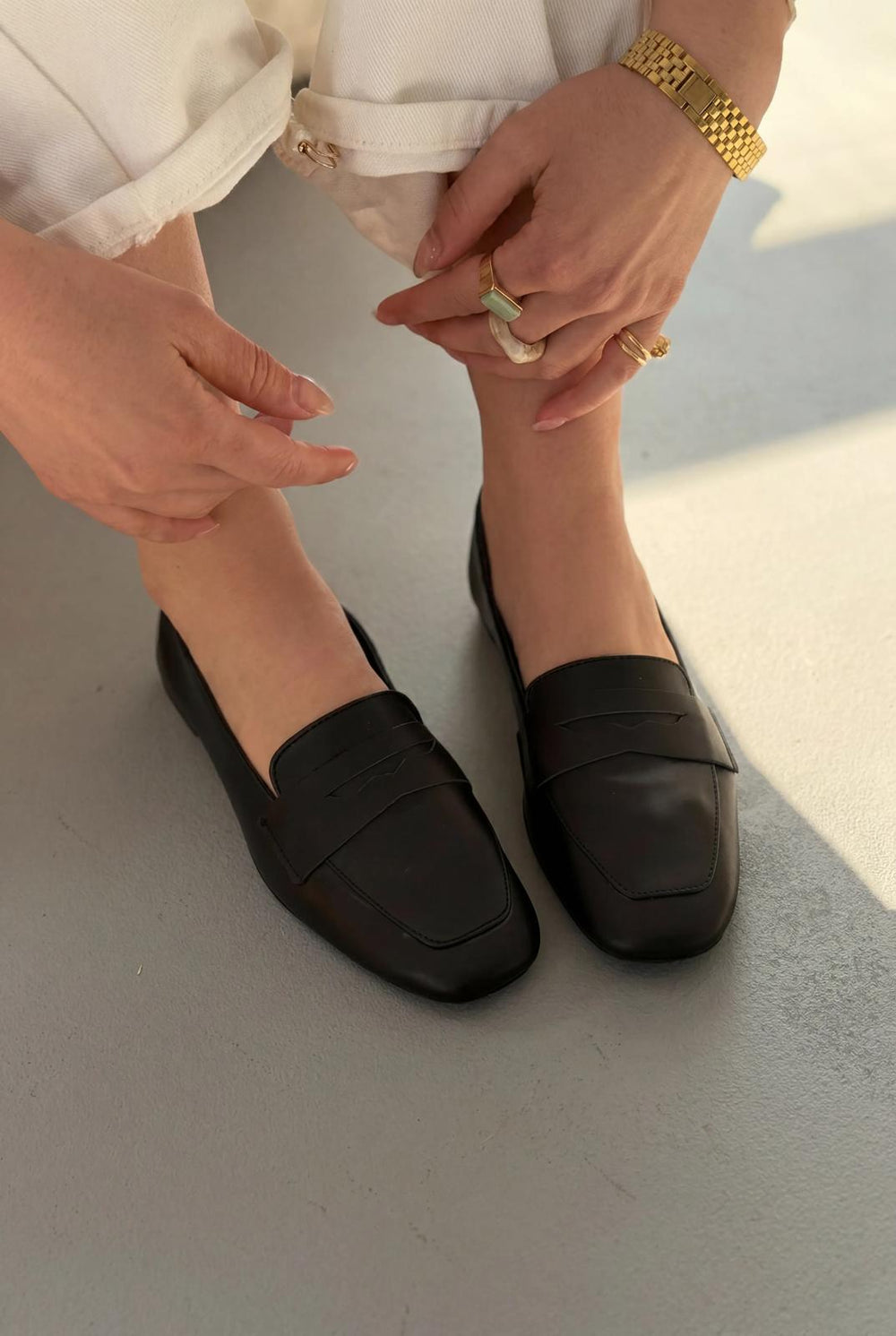 Melniel Siyah Hakiki Deri Kadın Loafer - ILOVESHOES