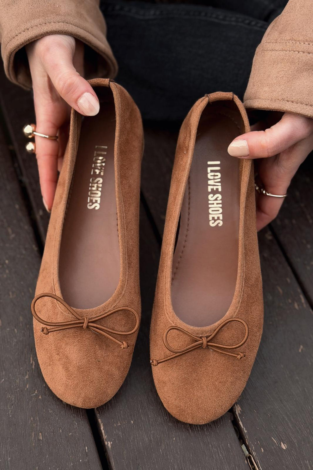 Stellor Kadın Babet Taba Süet Dolgu Topuklu - ILOVESHOES