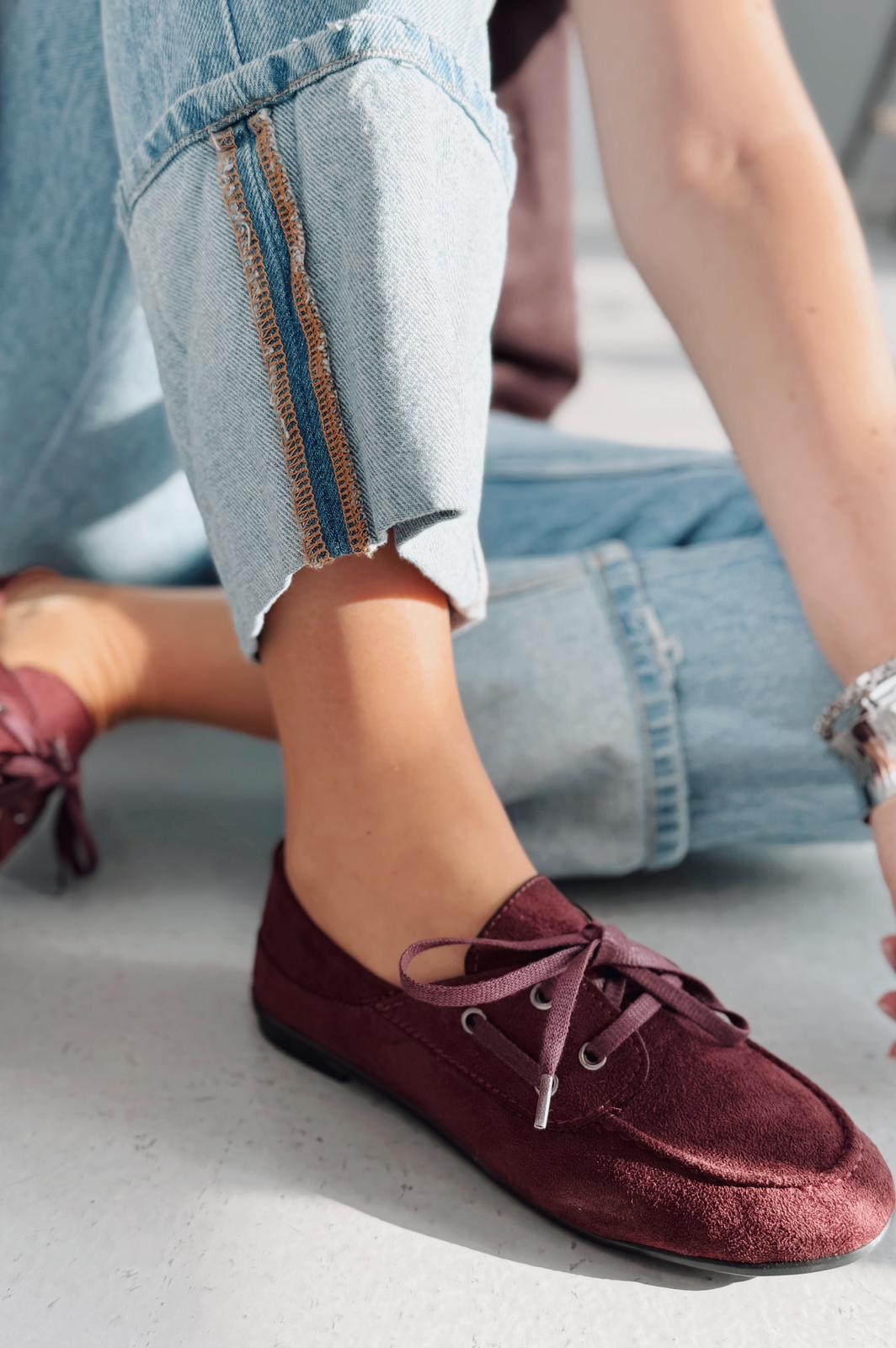 Maltra Kadın Oxford Ayakkabı Bordo Süet - ILOVESHOES
