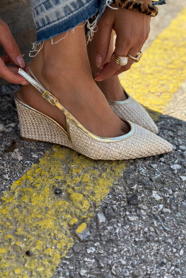 Solthera Gold Kadın Dolgu Topuklu Stiletto - ILOVESHOES